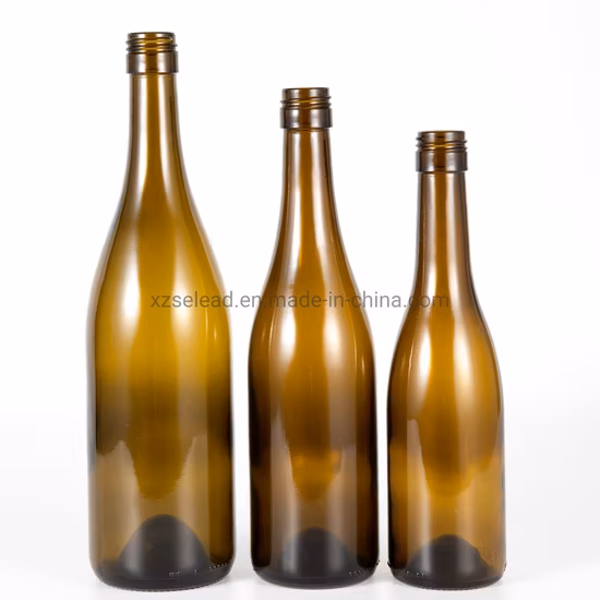 Bottiglia di vino rosso a forma di bordeaux da 187 ml, 375 ml, 500 ml, 750 ml, 1000 ml Bottiglia di vino in vetro verde con uva