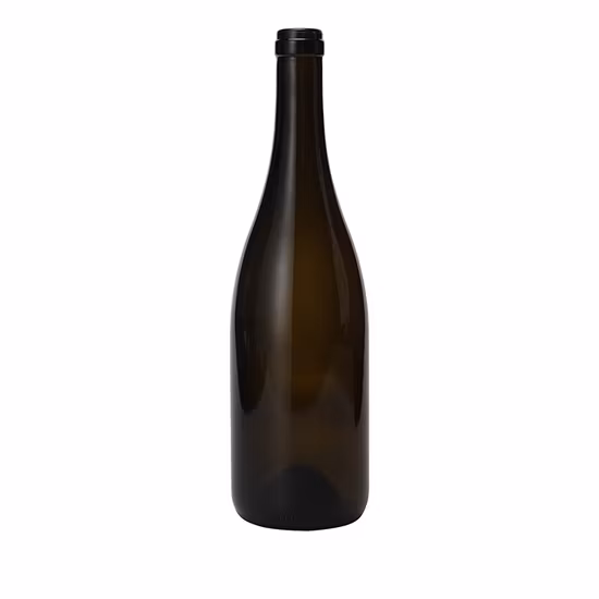 Bottiglia di vino vuota in vetro ambrato trasparente bordeaux da 750 ml, bottiglia di vino rosso con uva champagne all'ingrosso