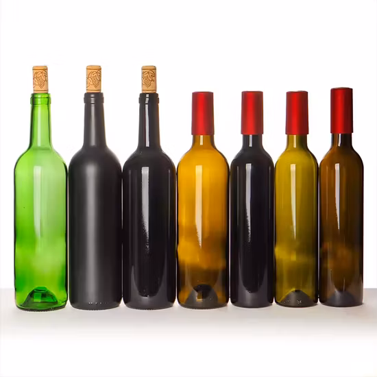 Bottiglia di vino rosso in vetro, bottiglia di vino in vetro con tappo in sughero, 250 ml, 500 ml, 750 ml, bottiglia di vino bordolese in vetro verde